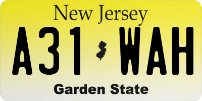 NJ license plate A31WAH