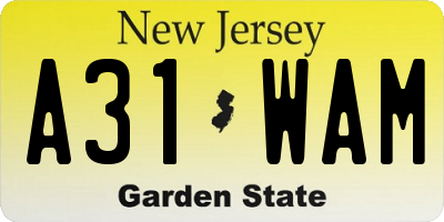 NJ license plate A31WAM