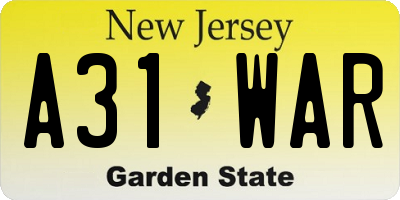 NJ license plate A31WAR