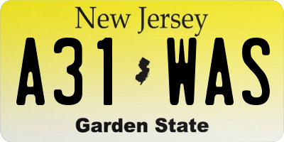 NJ license plate A31WAS
