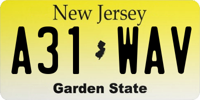 NJ license plate A31WAV