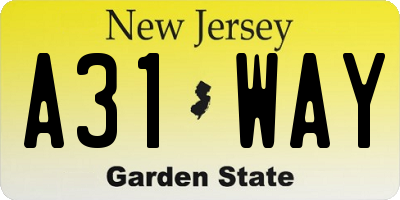 NJ license plate A31WAY