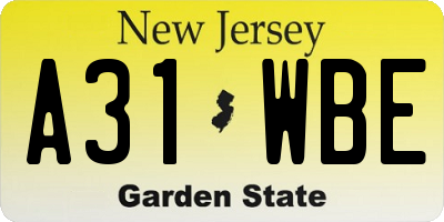 NJ license plate A31WBE