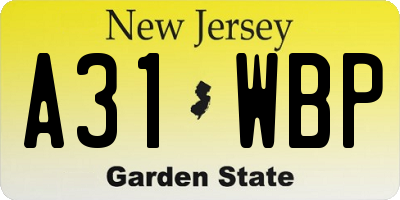 NJ license plate A31WBP