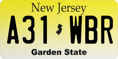 NJ license plate A31WBR
