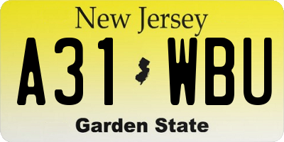 NJ license plate A31WBU