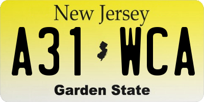 NJ license plate A31WCA
