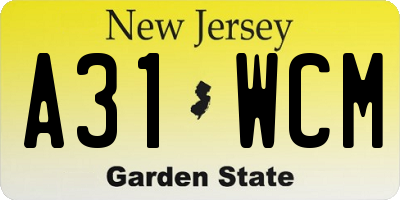 NJ license plate A31WCM