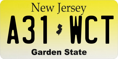 NJ license plate A31WCT