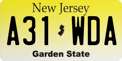 NJ license plate A31WDA