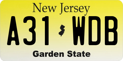 NJ license plate A31WDB