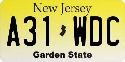 NJ license plate A31WDC