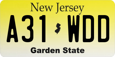 NJ license plate A31WDD
