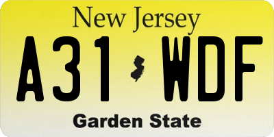 NJ license plate A31WDF