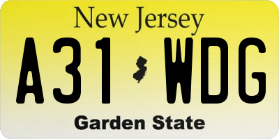 NJ license plate A31WDG