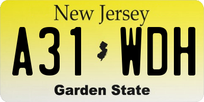 NJ license plate A31WDH