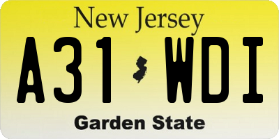 NJ license plate A31WDI