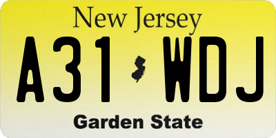 NJ license plate A31WDJ