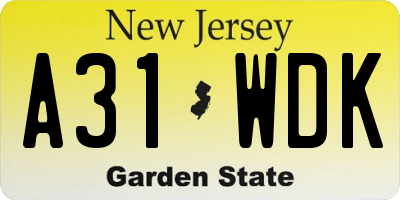 NJ license plate A31WDK