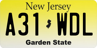 NJ license plate A31WDL