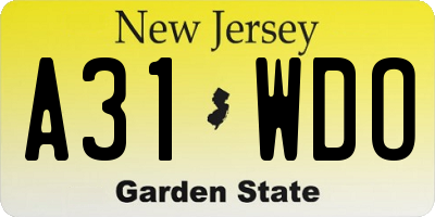 NJ license plate A31WDO