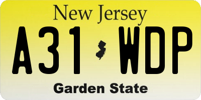 NJ license plate A31WDP