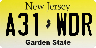 NJ license plate A31WDR