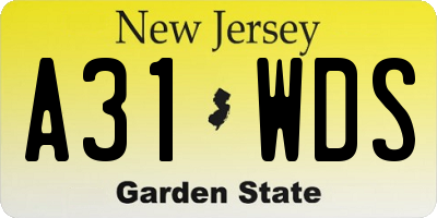 NJ license plate A31WDS