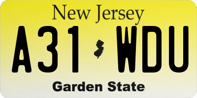 NJ license plate A31WDU
