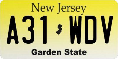NJ license plate A31WDV