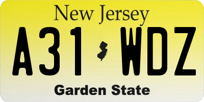 NJ license plate A31WDZ