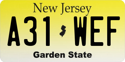 NJ license plate A31WEF