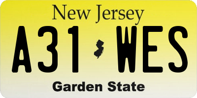 NJ license plate A31WES