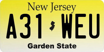 NJ license plate A31WEU