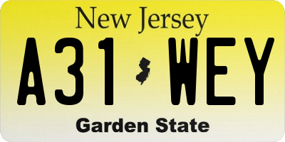 NJ license plate A31WEY
