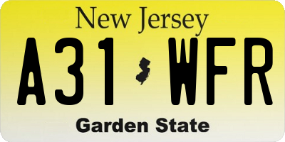 NJ license plate A31WFR