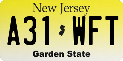 NJ license plate A31WFT