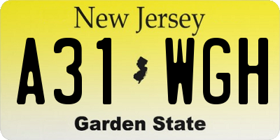 NJ license plate A31WGH
