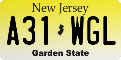 NJ license plate A31WGL