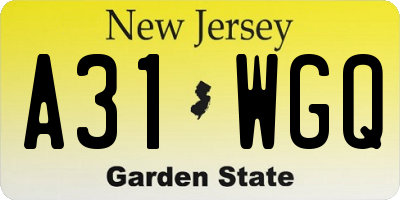 NJ license plate A31WGQ