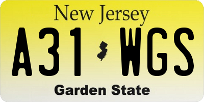 NJ license plate A31WGS