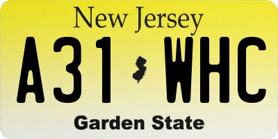 NJ license plate A31WHC