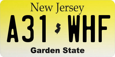 NJ license plate A31WHF