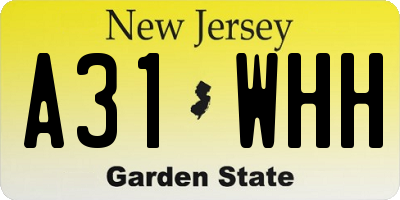 NJ license plate A31WHH