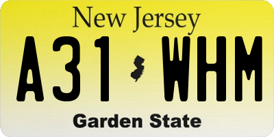 NJ license plate A31WHM