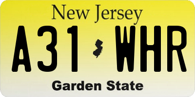 NJ license plate A31WHR