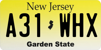 NJ license plate A31WHX