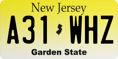 NJ license plate A31WHZ