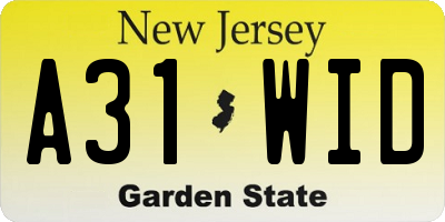 NJ license plate A31WID