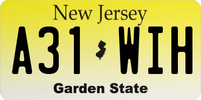 NJ license plate A31WIH